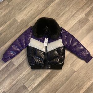 Jordan Craig purple black puff coat boy 10 (L) NWT